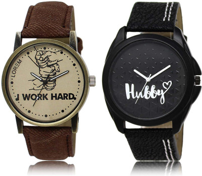 

LOREM watch29-31 Designer Black & Grey Round Boy's Leather Watch - For Men