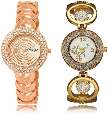 

LOREM watch202-204 COMBO Multicolor Round Girl's Metal Bracelet Watch - For Women
