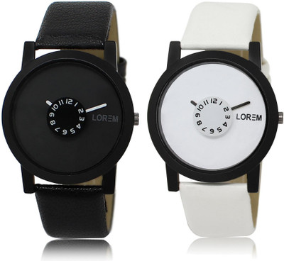 

LOREM Watch-25-26 COMBO White & Black Round Boy's Leather Watch - For Men
