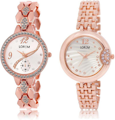 

LOREM OM-215-228 Designer White Round Girl's Metal Bracelet Watch - For Women