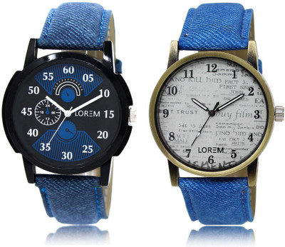 

LOREM WATCH-2-28 COMBO White & Black Round Boy's Leather Watch - For Men