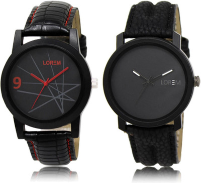 

LOREM watch-8-21 COMBO Black Round Boy's Leather Watch - For Men