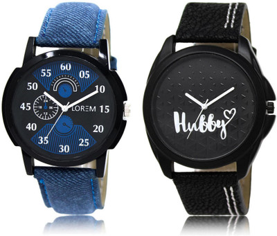 

LOREM WATCH-2-31 COMBO Black Round Boy's Leather Watch - For Men