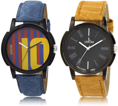 

LOREM SR-10-19 Attractive Multicolor Round Boy's Leather Watch - For Men