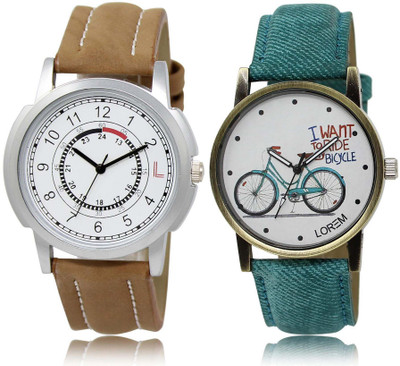 

LOREM SR-17-229 Attractive White Round Boy's & Girl's Leather Watch - For Men & Women