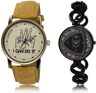 

LOREM OM-30-237 Designer Silver & Grey Round Boy's & Girl's Metal Bracelet & Leather Watch - For Men & Women