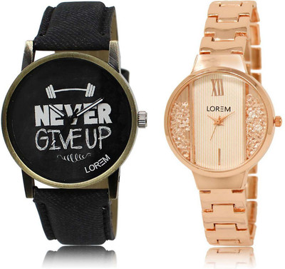 

LOREM OM-27-217 Designer White & Black Round Boy's & Girl's Metal Bracelet & Leather Watch - For Men & Women