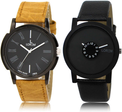 

LOREM SR-19-25 Attractive Black Round Boy's Leather Watch - For Men
