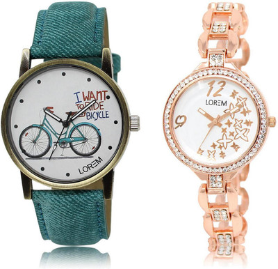 

LOREM watch White Round Girl's Metal Bracelet & Leather Watch - For Women