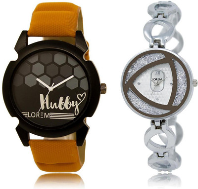 

LOREM FZ-32-240 COMBO Silver & Black Round Boy's & Girl's Metal Bracelet & Leather Watch - For Men & Women