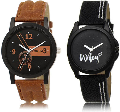 

LOREM Watch-1-234 COMBO Black Round Boy's & Girl's Leather Watch - For Men & Women