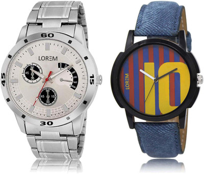 

LOREM SR-10-101 Attractive Multicolor Round Boy's Leather & Metal Bracelet Watch - For Men