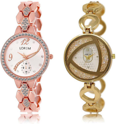 

LOREM watch-215-239 Designer White Round Girl's Metal Bracelet Watch - For Women