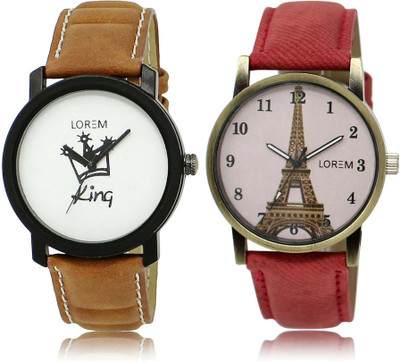 

LOREM Watch-18-230 Designer White Round Boy's & Girl's Leather Watch - For Men & Women