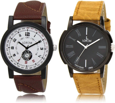 

LOREM SR-11-19 Attractive Multicolor Round Boy's Leather Watch - For Men
