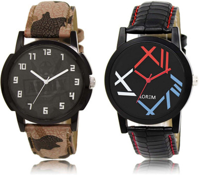 

LOREM SR-3-12 Attractive Multicolor Round Boy's Leather Watch - For Men
