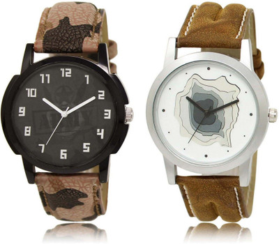 

LOREM SR-3-9 Attractive White & Black Round Boy's Leather Watch - For Men