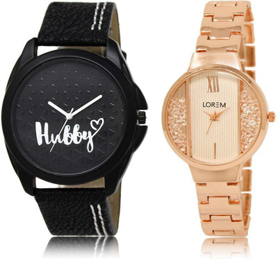 

LOREM Watch-31-217 Attractive White & Black Round Boy's & Girl's Metal Bracelet & Leather Watch - For Men & Women