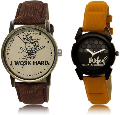 

LOREM Watch-29-235 COMBO Black & Grey Round Boy's & Girl's Leather Watch - For Men & Women