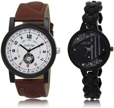 

LOREM OM-11-221 Designer Multicolor Round Boy's & Girl's Metal Bracelet & Leather Watch - For Men & Women