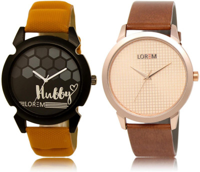 

LOREM Watch-32-34 COMBO Rose Gold & Black Round Boy's Leather Watch - For Men
