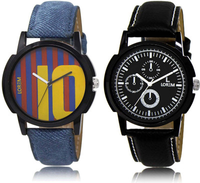 

LOREM OM-10-13 Designer Multicolor Round Boy's Leather Watch - For Men