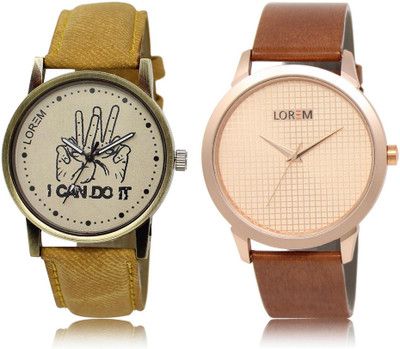 

LOREM FZ-30-34 COMBO Rose Gold & Grey Round Boy's Leather Watch - For Men