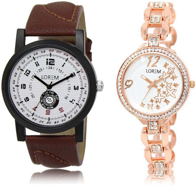 

LOREM Watch-11-210 Designer Multicolor Round Boy's & Girl's Metal Bracelet & Leather Watch - For Men & Women