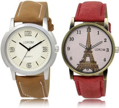 

LOREM SR-16-230 Attractive White Round Boy's & Girl's Leather Watch - For Men & Women