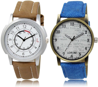 

LOREM OM-17-28 Designer White Round Boy's Leather Watch - For Men