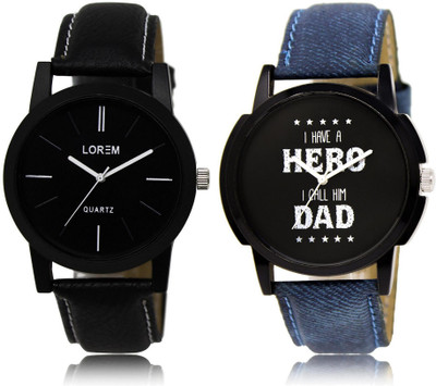 

LOREM FZ-5-7 COMBO Black Round Boy's Leather Watch - For Men
