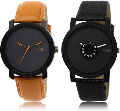 

LOREM SR-20-25 Attractive Black Round Boy's Leather Watch - For Men