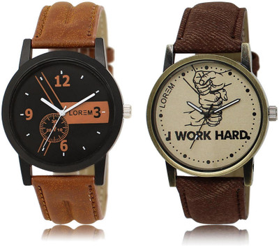 

LOREM FZ-1-29 COMBO Grey & Black Round Boy's Leather Watch - For Men