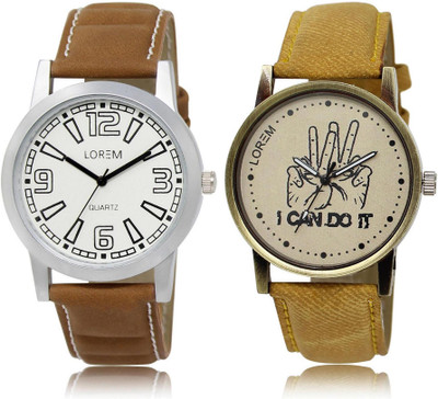 

LOREM FZ-15-30 COMBO Grey & White Round Boy's Leather Watch - For Men