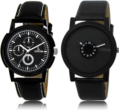 

LOREM 13-25 COMBO Black Round Boy's Leather Watch - For Men
