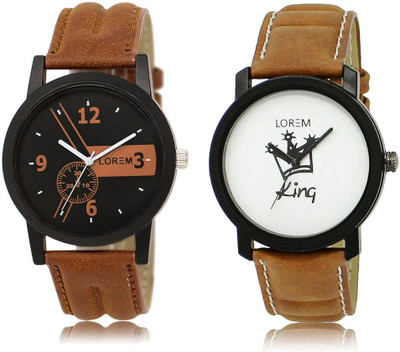 

LOREM FZ-1-18 COMBO White & Black Round Boy's Leather Watch - For Men