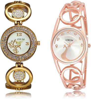 

LOREM SR-204-232 Attractive Multicolor Round Girl's Metal Bracelet Watch - For Women