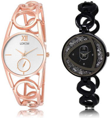 

LOREM SR-213-237 Attractive White Round Girl's Metal Bracelet Watch - For Women
