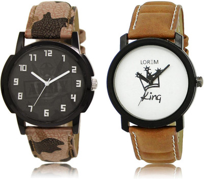 

LOREM Watch-3-18 COMBO White & Black Round Boy's Leather Watch - For Men
