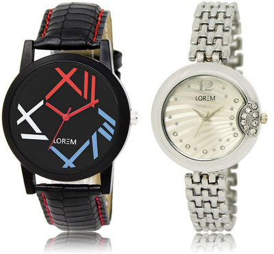 

LOREM 12-227 Attractive Multicolor Round Boy's & Girl's Metal Bracelet & Leather Watch - For Men & Women