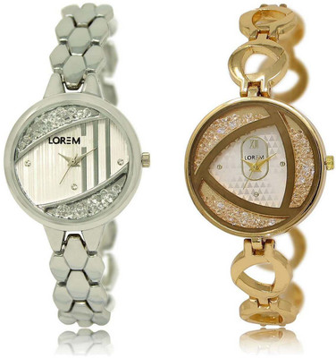 

LOREM SR-223-239 Attractive White Round Girl's Metal Bracelet Watch - For Women