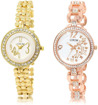 

LOREM Watch-203-210 Attractive Multicolor Round Girl's Metal Bracelet Watch - For Women