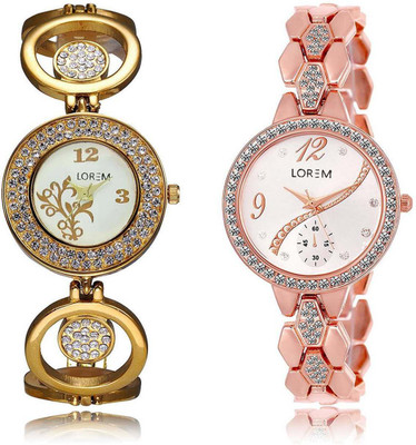 

LOREM Watch-204-215 Designer Multicolor Round Girl's Metal Bracelet Watch - For Women