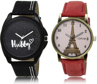 

LOREM watch31-230 Attractive White & Black Round Boy's & Girl's Leather Watch - For Men & Women