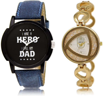 

LOREM SR-7-239 Attractive Silver & Black Round Boy's & Girl's Metal Bracelet & Leather Watch - For Men & Women