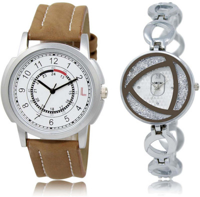 

LOREM watch17-240 Designer Silver & White Round Boy's & Girl's Metal Bracelet & Leather Watch - For Men & Women