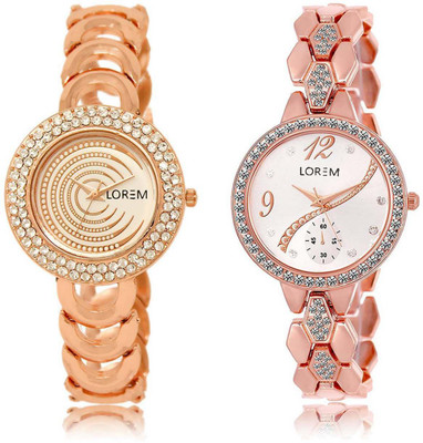 

LOREM SR-202-215 Attractive Multicolor Round Girl's Metal Bracelet Watch - For Women