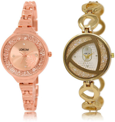 

LOREM watch225-239 COMBO Silver & Rose Gold Round Girl's Metal Bracelet Watch - For Women