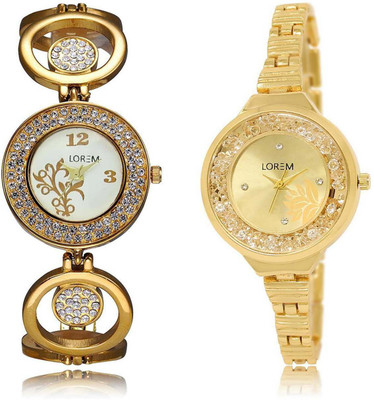 

LOREM 204-224 Attractive Multicolor Round Girl's Metal Bracelet Watch - For Women