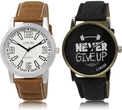 

LOREM FZ-15-27 COMBO Black & White Round Boy's Leather Watch - For Men
